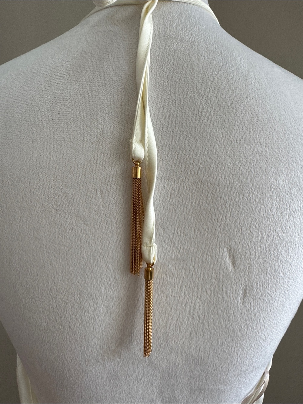 Revolve House of Harlow 1960 Halter Low Back Ivory Maxi Satin Dress Size S NWT - Picture 10 of 11